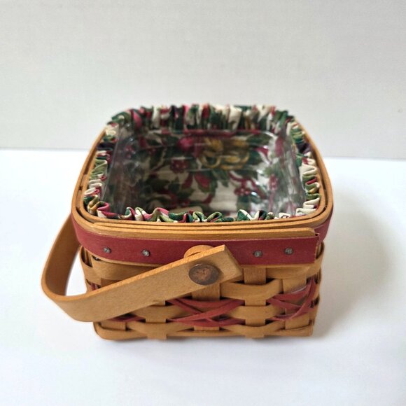 Longaberger Basket Let It Snow Tree Trimming Red Set Liner Protector TO 2000 - Picture 5 of 7